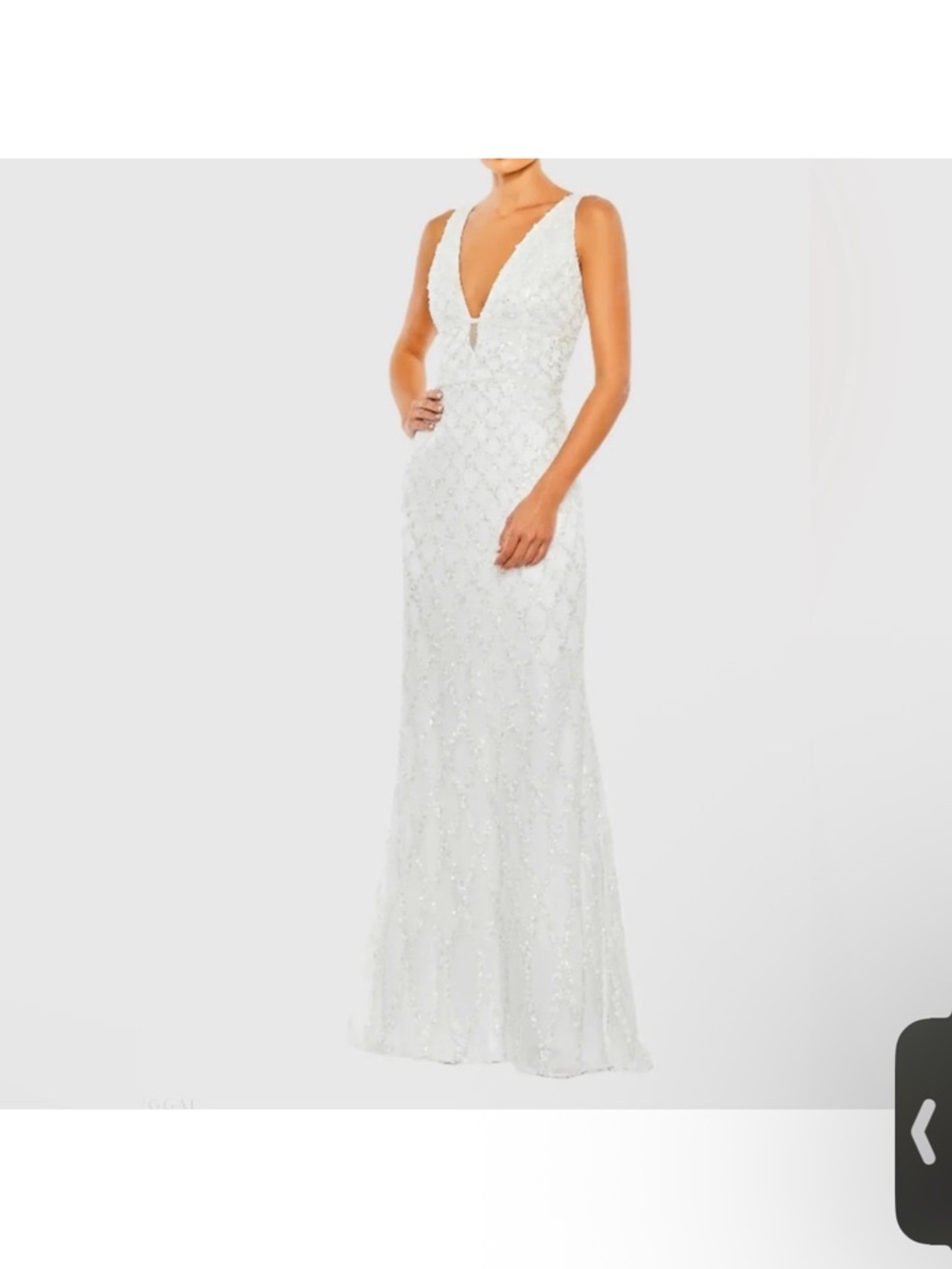 Mac Duggal Elegant White Sequin Embellished Sleeveless Column Gown NWT $598